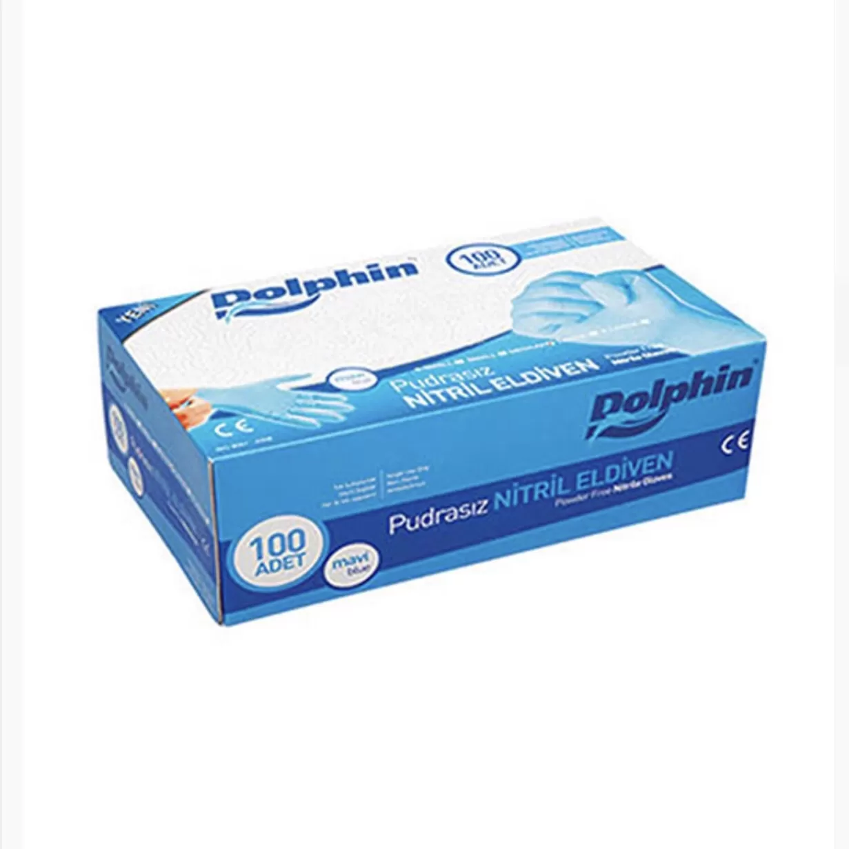 Dolphin Pudrasız Mavi Nitril Eldiven 100'Lü (M)